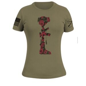 Grunt Style Battle Poppies Army Green Tshirt, Medium, Military, Patriotic, USA